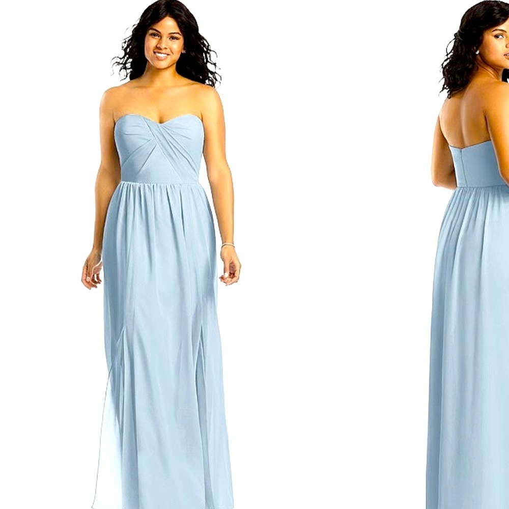 Social Bridesmaids Strapless Draped Bodice Gown in Mist